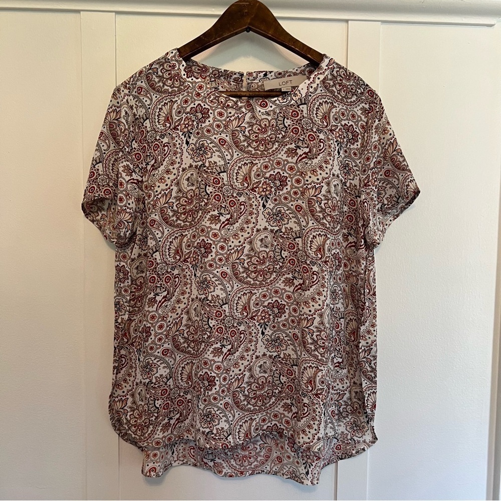 NWOT - Women's Small LOFT by Ann Taylor Boho Paisley Tee - Picture 4 of 8